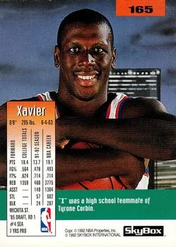 1992-93 SkyBox Xavier McDaniel #165 card back image