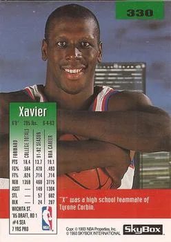1992-93 SkyBox Xavier McDaniel #330 card back image