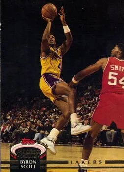 1992-93 Stadium Club Byron Scott UER: 3rd line of text say 1984-84 instead of 1983-84 #22 card image