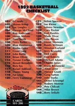 1992-93 Stadium Club Checklist: 101-200 #190 card image