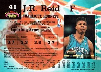 1992-93 Stadium Club J.R. Reid #41 card back image