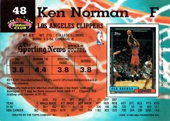 1992-93 Stadium Club Ken Norman #48 card back image