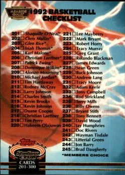 1992-93 Stadium Club Checklist: 201-300 Members Only #399 card image