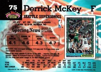 1992-93 Stadium Club Derrick McKey Members Only #75 card back image