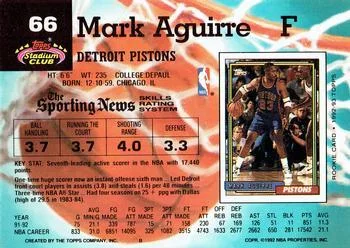 1992-93 Stadium Club Mark Aguirre Members Only #66 card back image