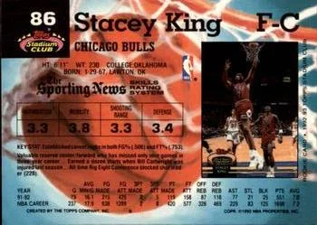 1992-93 Stadium Club Stacey King Members Only #86 card back image