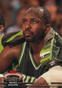 1992-93 Stadium Club Moses Malone UERUER: Rookie Card is 1975-76 #106 card image