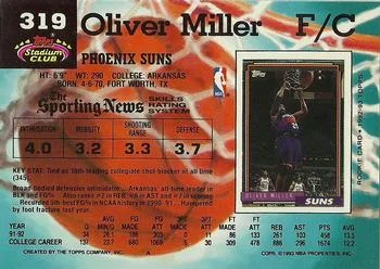 1992-93 Stadium Club Oliver Miller Draft Picks #319 card back image