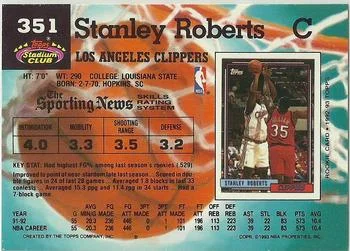 1992-93 Stadium Club Stanley Roberts #351 card back image