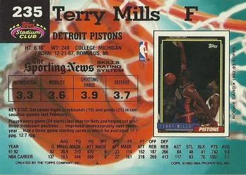 1992-93 Stadium Club Terry Mills #235 card back image
