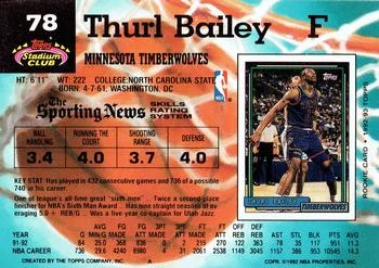 1992-93 Stadium Club Thurl Bailey #78 card back image