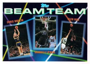 1992-93 Topps Chris Mullin / Shaquille O'Neal / Glen Rice [Beam Team] Beam Team #7 card image