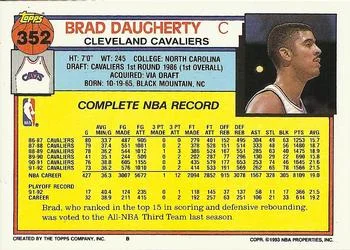 1992-93 Topps Brad Daugherty #352 card back image