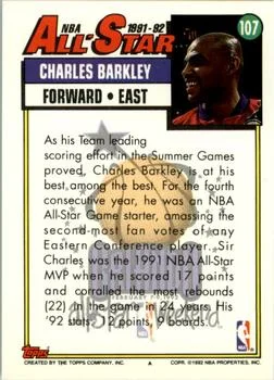 1992-93 Topps Charles Barkley #107 card back image