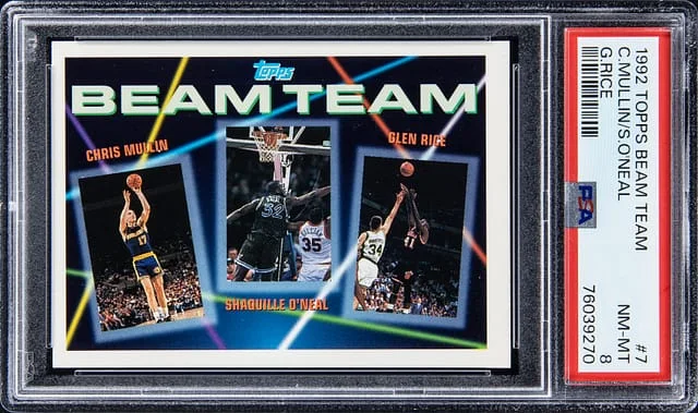 1992-93 Topps Chris Mullin, Shaquille O'Neal, Glen Rice Beam Team #7 card image