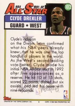 1992-93 Topps Clyde Drexler #102 card back image