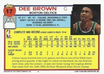 1992-93 Topps Dee Brown #17 card back image