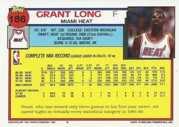 1992-93 Topps Grant Long #186 card back image