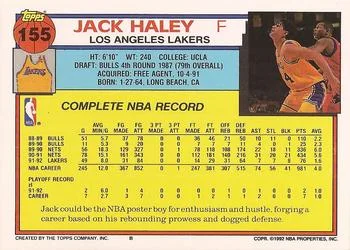 1992-93 Topps Jack Haley #155 card back image