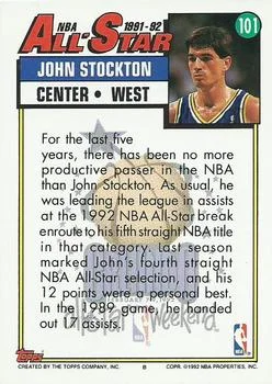 1992-93 Topps John Stockton #101 card back image