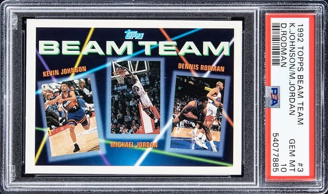 1992-93 Topps Kevin Johnson/Michael Jordan/Dennis Rodman Beam Team #3 card image