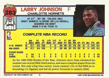 1992-93 Topps Larry Johnson #283 card back image