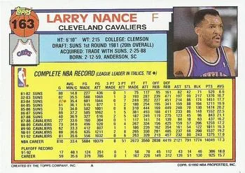 1992-93 Topps Larry Nance #163 card back image