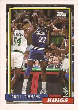 1992-93 Topps Lionel Simmons UERUER: first name misspelled "Lionell" on front #22 card image