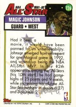 1992-93 Topps Magic Johnson #126 card back image