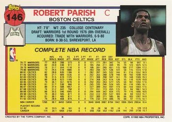 1992-93 Topps Robert Parish #146 card back image