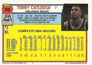 1992-93 Topps Terry Catledge #70 card back image
