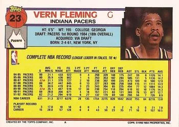 1992-93 Topps Vern Fleming #23 card back image