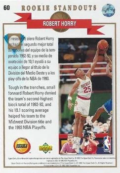 1992-93 Upper Deck European (Spanish) Robert Horry RS #60 card back image