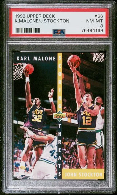 1992-93 Upper Deck John Stockton/Karl Malone #66 card image