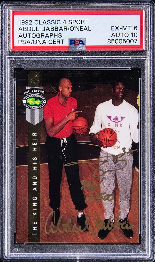 1992 Classic Sport Autographs Kareem Abdul-Jabbar/Shaquille O'Neal #4 card image
