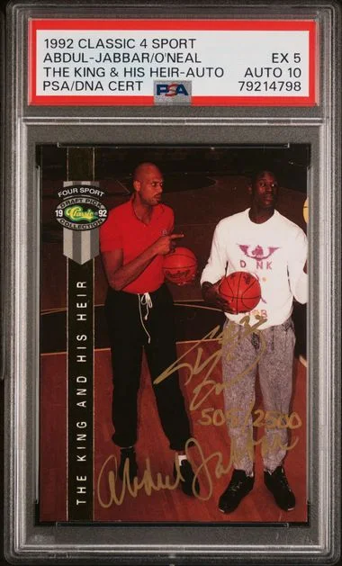 1992 Classic Sport The King and His Heir Autographs Kareem Abdul-Jabbar/Shaquille O'Neal #4 card image