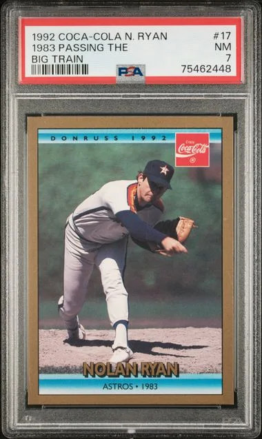 1992 Coca-Cola Nolan Ryan 1983 Passing The Big Train #17 card image