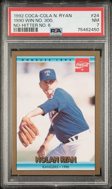 1992 Donruss Nolan Ryan Coca-Cola 1990 Win No. 300 No-Hitter No. 6 #24 card image
