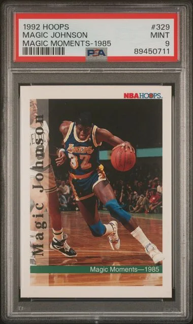 1992 Hoops Magic Johnson Magic Moments-1985 #329 card image