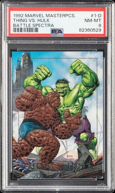 1992 Marvel Masterpieces Battle Spectra Thing vs. Hulk #1-D card image