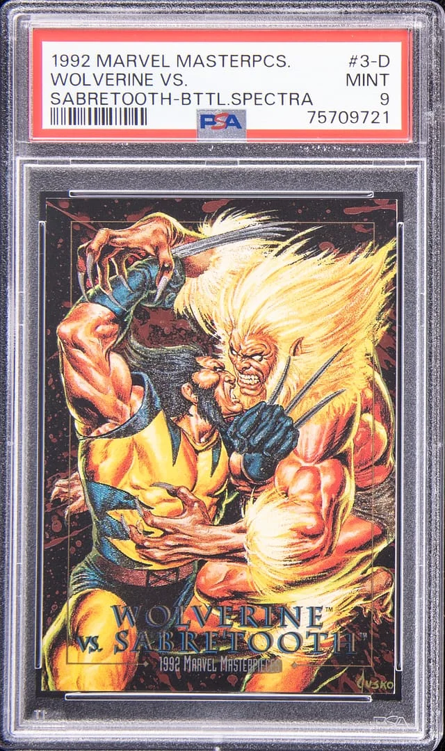1992 Marvel Masterpieces Battle Spectra Wolverine Vs. Sabretooth #3-D card image