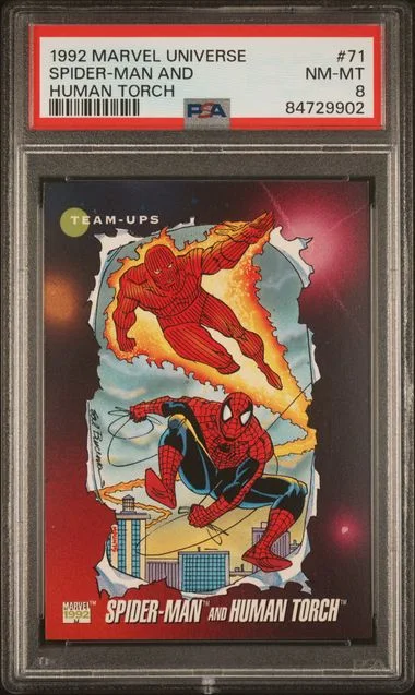 1992 Marvel Universe Spider-Man and Human Torch #71 card image