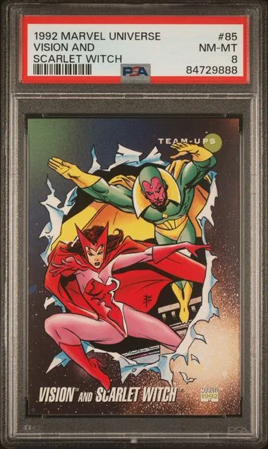 1992 Marvel Universe Vision and Scarlet Witch #85 card image