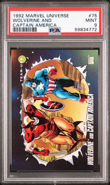 1992 Marvel Universe Wolverine And Captain America #75 card image