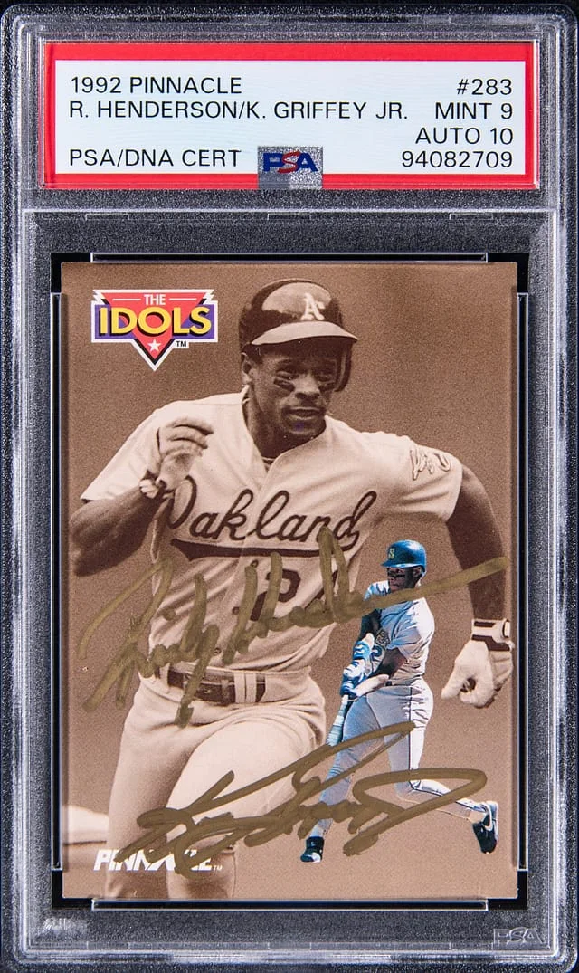 1992 Pinnacle Rickey Henderson/Ken Griffey Jr. The Idols #283 card image