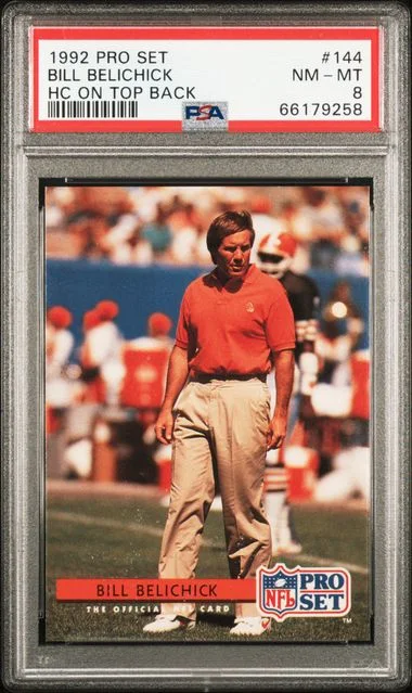1992 Pro Set Bill Belichick, HC On Top Back #144 card image