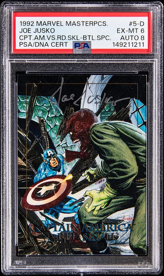 1992 SkyBox Joe Jusko Marvel Masterpieces Captain America Vs. Red Skull Battle Spectra #5-D card image