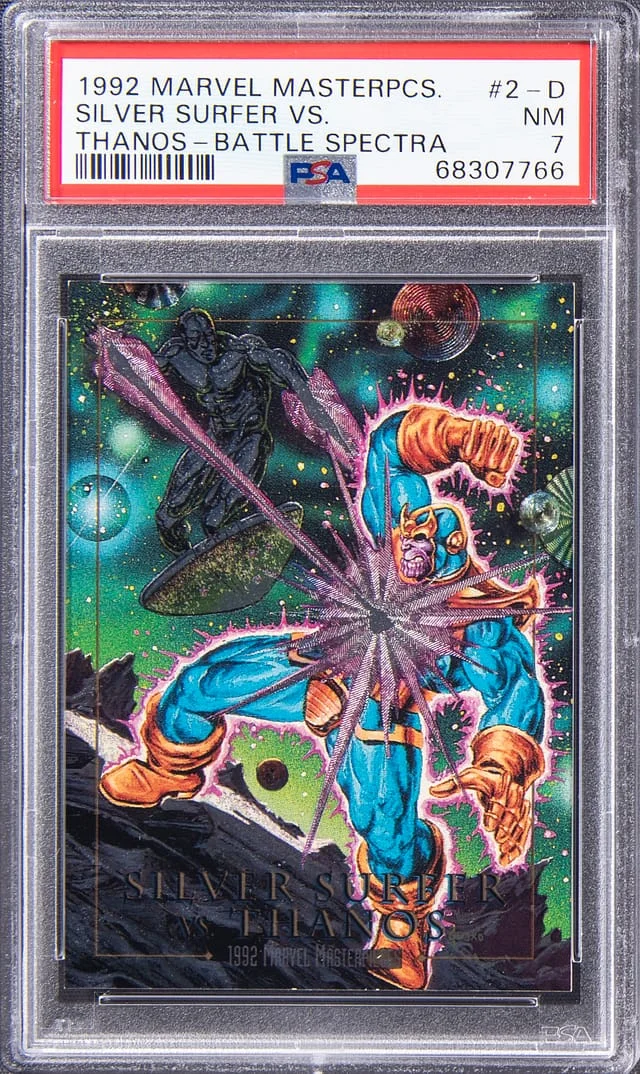 1992 SkyBox Silver Surfer vs. Thanos Marvel Masterpieces Battle Spectra #2-D card image