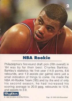 1992 SkyBox USA Charles Barkley #2 card back image