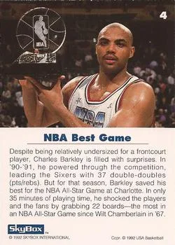 1992 SkyBox USA Charles Barkley #4 card back image